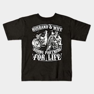 Motorcycle Husband And Wife Riding Partners For Life Kids T-Shirt